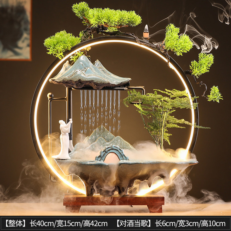 Ceramic Feng Shui Wheel Recruitment Flower Water Fountain Xuankan Tea Table Shop Living Office Front Desk Offering Gift