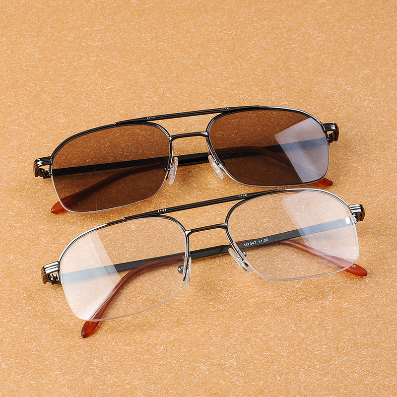 High-grade double beam retro crystal glasses men's flat light eyeglasses crystal stone glasses crystal stone fashion