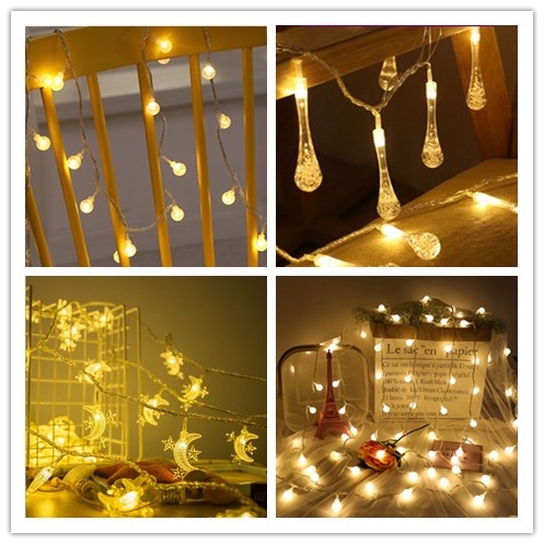 Water drop clip rose snowflake star Christmas holiday decoration accessories pendant battery plug-in colored lights flashing lights string lights