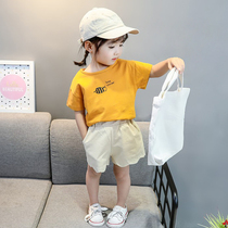 Girls summer suit 2022 new foreign style baby girl 1 child 3 years old 4 children 2 net red summer short-sleeved clothes