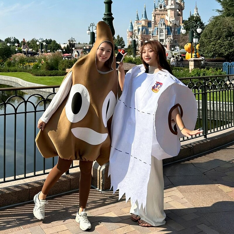 Halloween Cosplay Costumes for Couples and Best Friends: Poop, Toilet Paper, Burger, Fries, Hot Dog, Toast, Cockroach Costumes for Adults