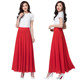 New Summer 2024 Chiffon Skirt Women's Red High Waist A-Line Gauze Skirt Large Hem Dance Skirt Solid Color Long Skirt