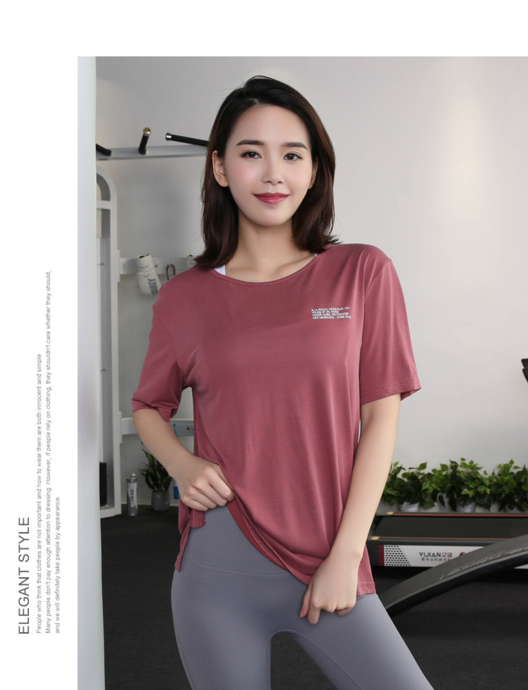 Mùa hè cổ tròn thể thao lỏng lẻo tay ngắn của phụ nữ một nửa tay áo thoáng khí và nhanh khô thấm mồ hôi chạy đào tạo áo thun quần áo thể dục - Áo phông thể thao áo thun tanktop nam