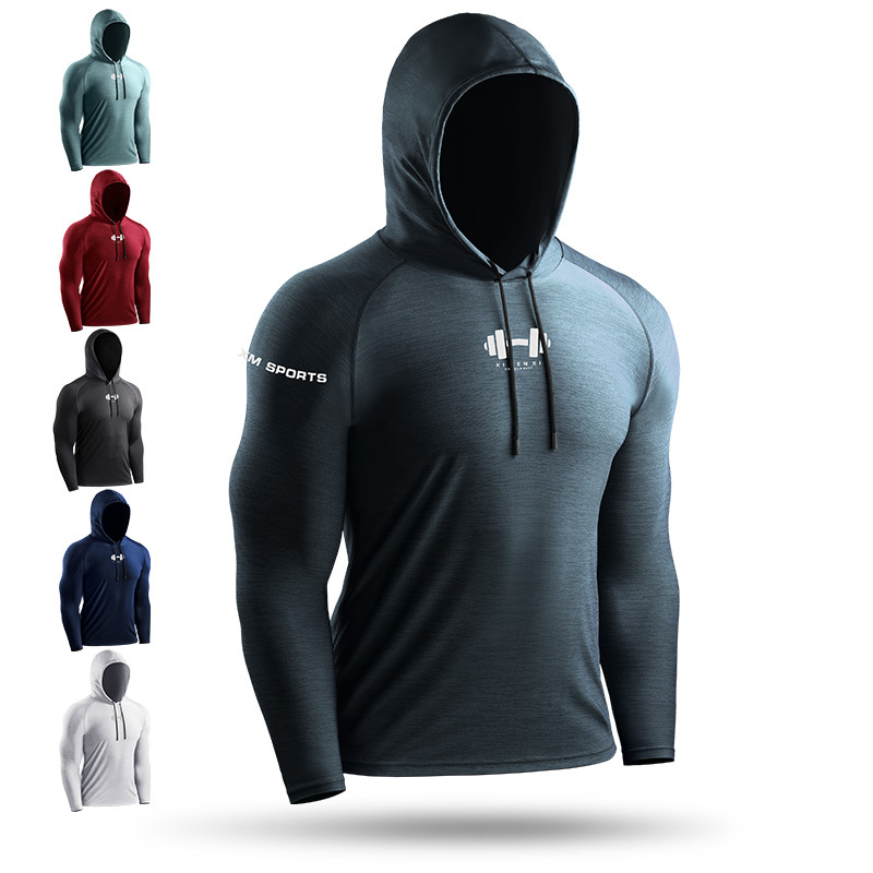 Loose Large Size Pullover Short-Sleeved T-Shirt for Men, Quick-Drying Running Long-Sleeved Jacket, Hooded Sweatshirt, Sports Fitness Clothing Loose Large Size Pullover Short-Sleeved T-Shirt for Men, Quick-Drying Running Long-Sleeved Jacket, Hooded Sweatshirt, Sports Fitness Clothing