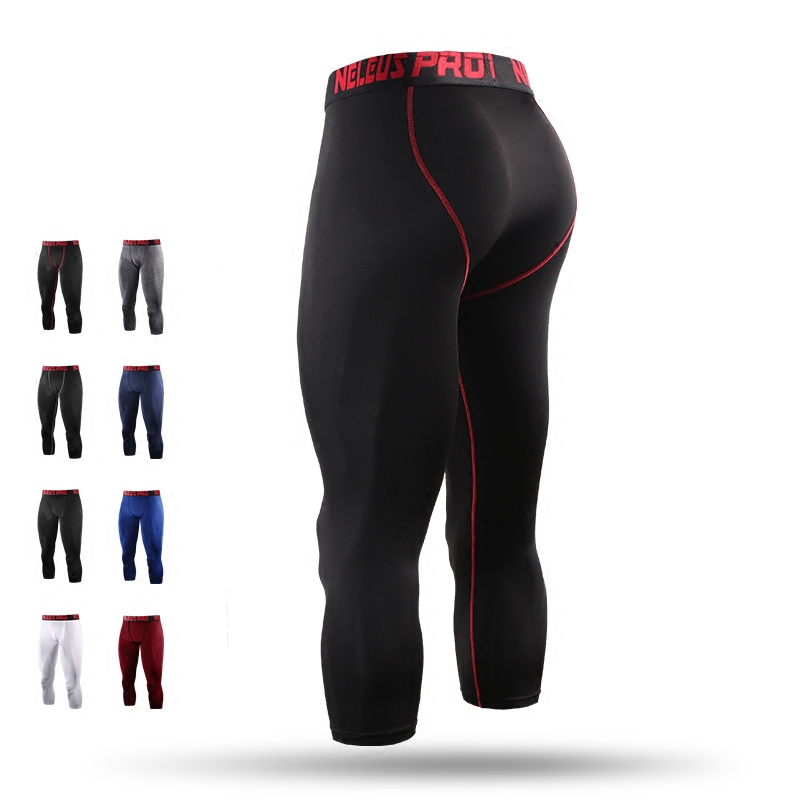 PRO basketball leggings high elastic pants men's sports quick-drying breathable compression pants training bottom fitness seven-point pants