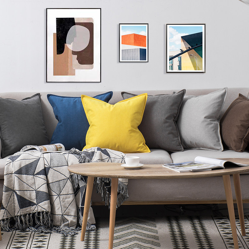 Nordic Holding Pillow Back Cushion Cover Living Room Sofa Backrest Office Car Modern Minimalist Cloth Art Waist Leaning Pillow With Pillow Core