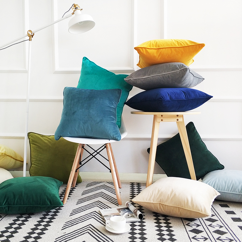 Velvet simple modern pure color by pillow sofa large cushion on a simple bed with pillow back cushion cloth