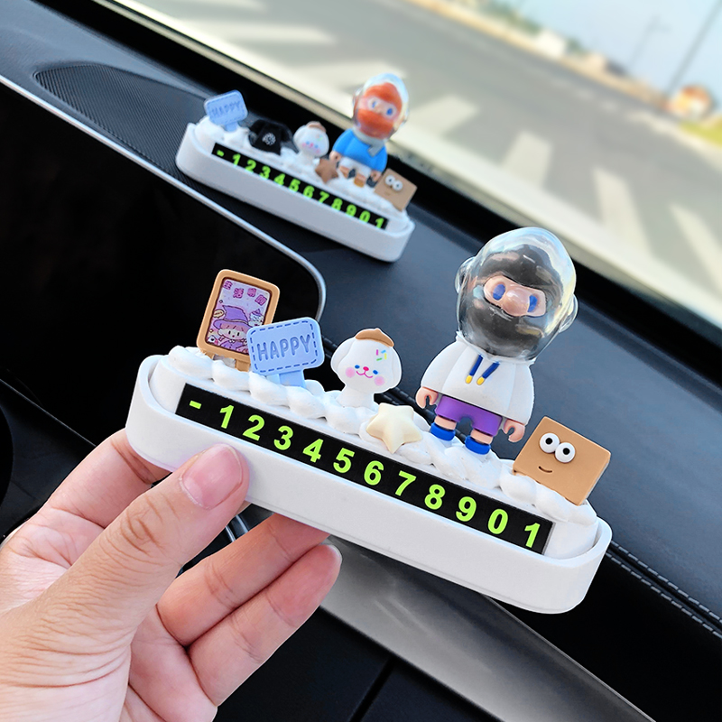 Cute boy car temporary parking plate car on board phone number plate transfer car plate decoration decoration