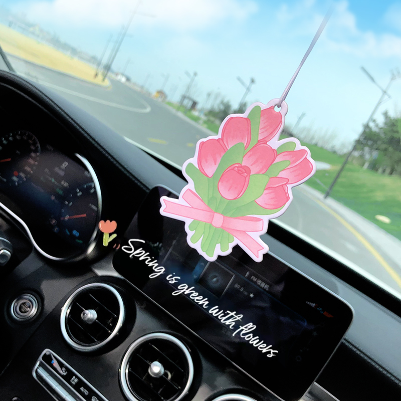 Tulip car fragrance mounted car fragrance car with aromatherapy goddess rear view mirror car hanging decorative goods car interior decoration woman