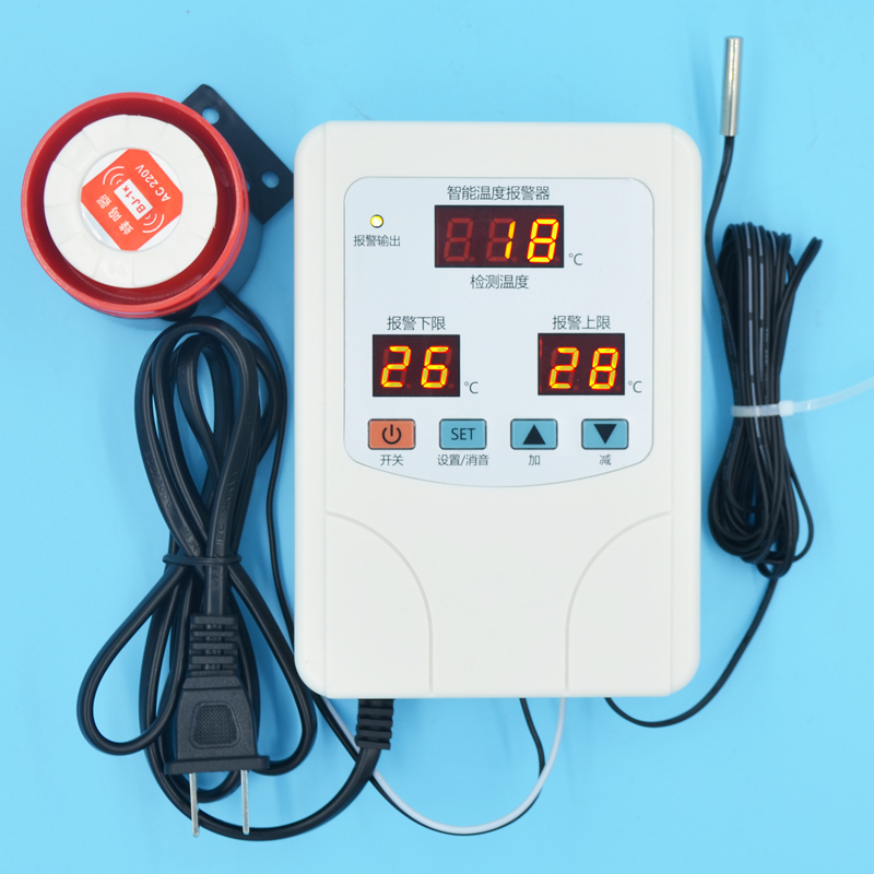 Intelligent Temperature Alarm Upper and Lower Limits 220V High-Precision Over-Temperature Alarm Low Temperature High Temperature Chicken Coop Breeding Room Intelligent Temperature Alarm Upper and Lower Limits 220V High-Precision Over-Temperature Alarm Low Temperature High Temperature Chicken Coop Breeding Room