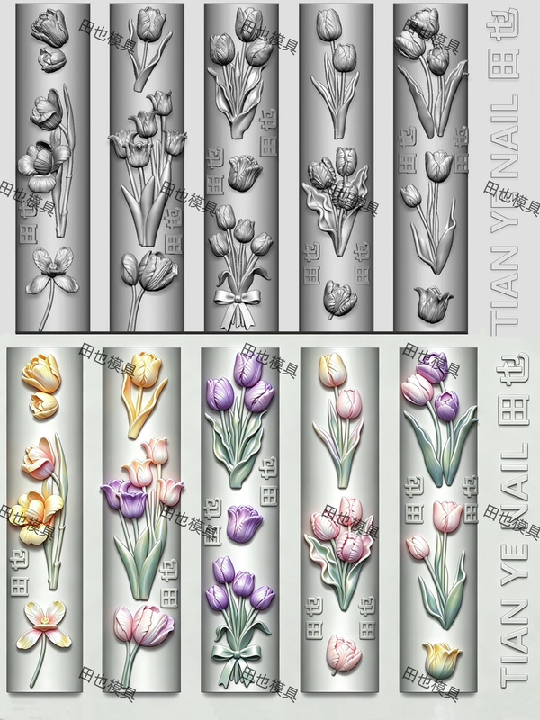 Tianye Nail Art Mold|Tulip Fairy-Like Atmosphere Embossed Flowers Tianye Nail Art Mold|Tulip Fairy-Like Atmosphere Embossed Flowers