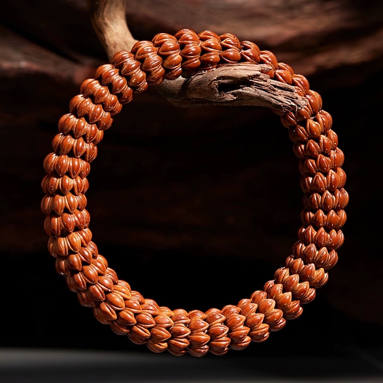 High-End Purple Gold Bodhi Seed Bracelet with Lotus Base for Men, Solid Original Seed Beads, Soft to the Touch, for Finger Play, Buddhist Prayer Beads with Nine Petals Engraved