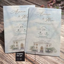 Letterpress generous Hong Kong Macao and Taiwan double-sided Chinese and English wedding invitations newlyweds wedding invitations wedding invitation stickers custom printing