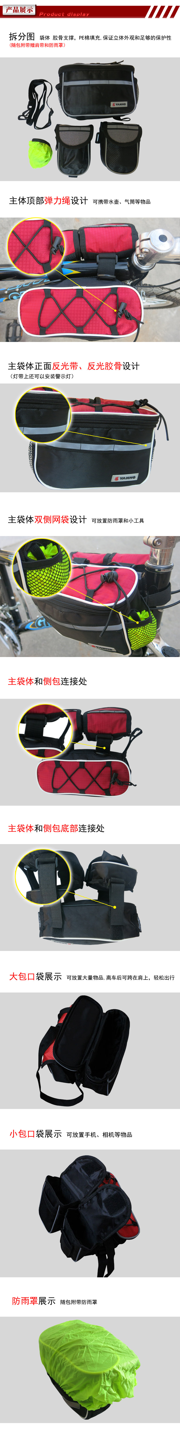 Sacoche pour vélo mixte YANHO - Ref 2217319 Image 7