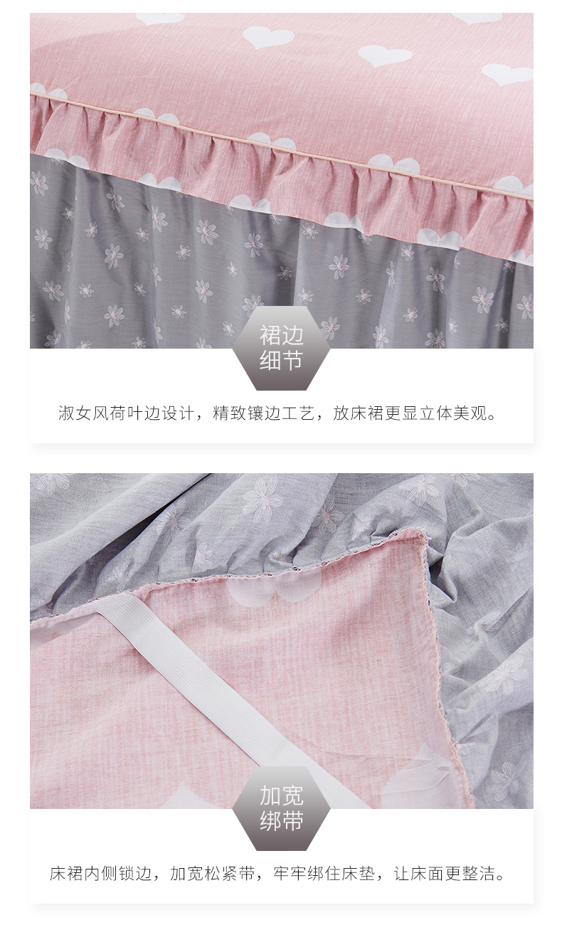 Gudie cotton Simmons bed bed bảo vệ duy nhất một miếng bông 1,5 m 1,8 bộ giường trải giường chống bụi giường váy giường đẹp	