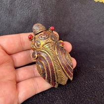 Cicada snuff bottle with spoon handle antique old snuff set accessories snuff bottle decorative crafts ornaments