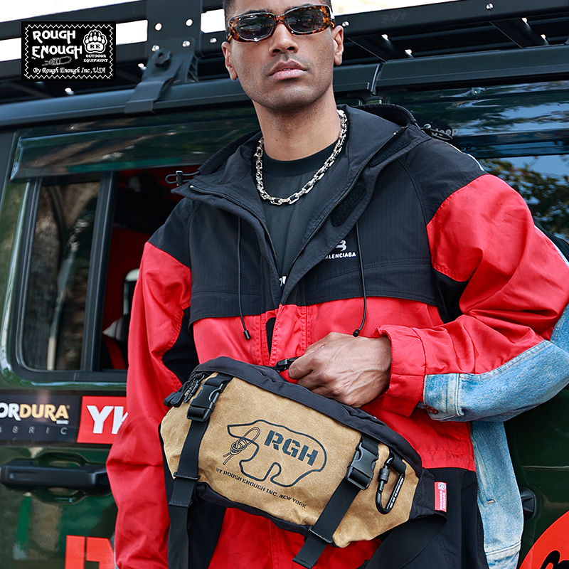 RGH Tide Brands Men Dunes Waste Earth Wind Pocket Locomotive Outdoor Riding Diagonal Satchel Big Capacity Waterproof Chest Bag Lady-Taobao