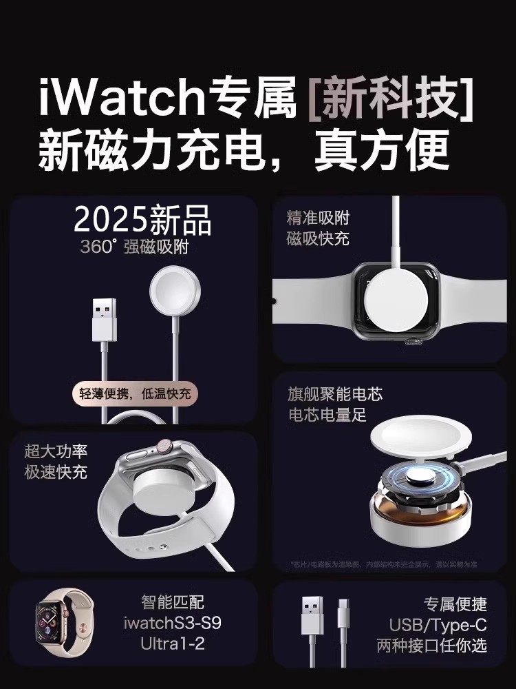 [Official Genuine Product] Weifangkai Compatible Apple iWatch Charger Head Apple Watch Charging Cable S11 Original Smart S10/9/8/7Se/Ultra Wireless Pd Fast Charging Set