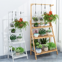 Balcony hanging flower rack Household multi-layer folding floor-to-ceiling flower pots Special interior decoration Living room storage
