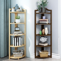 Shelf floor-to-ceiling multi-storey bedroom living room storage rack solid wood corner frame modern simple home bathroom tripod