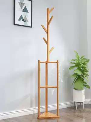 Coat rack floor to floor simple modern bedroom storage layer rack hanging hangers save space household solid wood clothes shelf