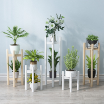 Fancy indoor multi-layer balcony fleshy green flower pot solid wood living room decoration shelf floor-standing flower table