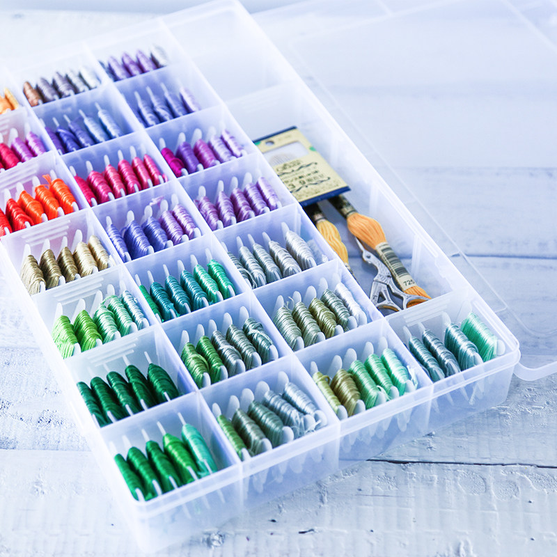 Embroidery thread finishing box Embroidery thread receiving box Winding board Needlework box Sundries Jewelry parts storage transparent box