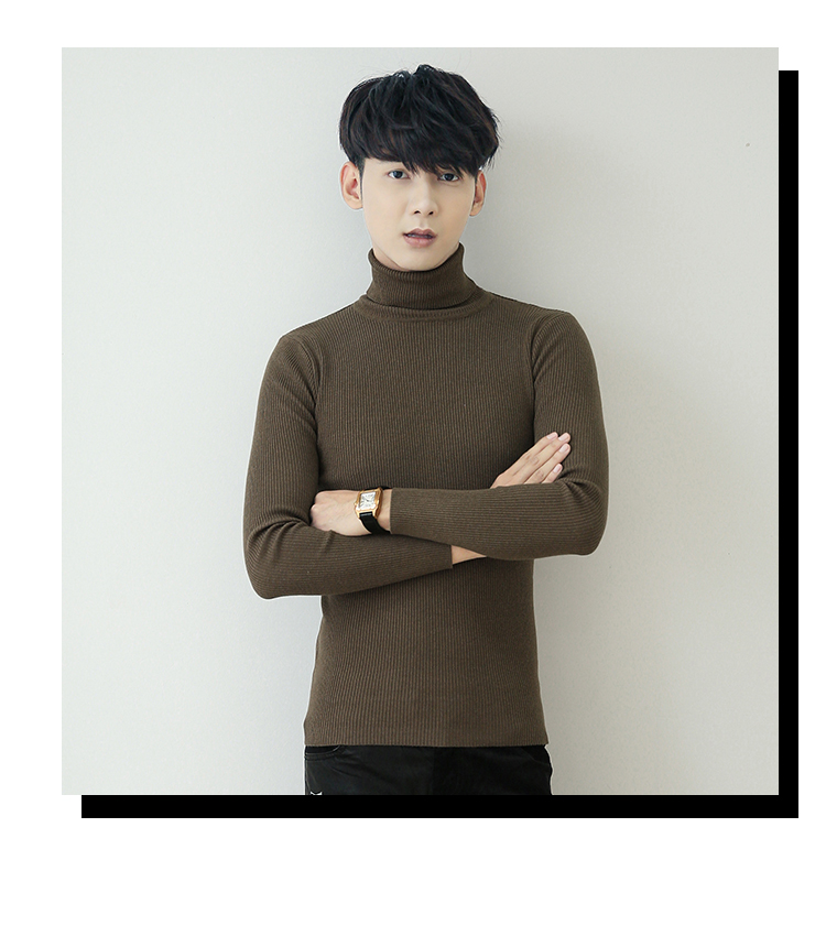 Mùa thu và mùa đông cơ sở áo len cao cổ áo len nam Hàn Quốc phiên bản của xu hướng của sinh viên phong cách Harajuku Slim cá tính áo len nam dài cổ áo