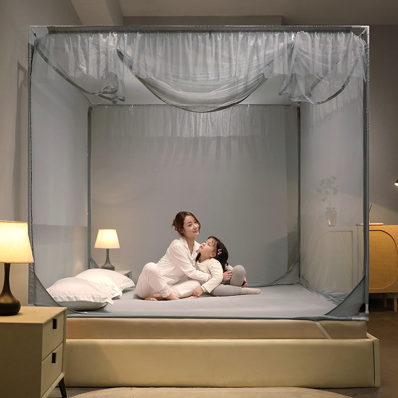 Brief Nordic wind full bottom anti-fall mosquito net stable anti-fall full bag plus high U type triple door pull chain removable