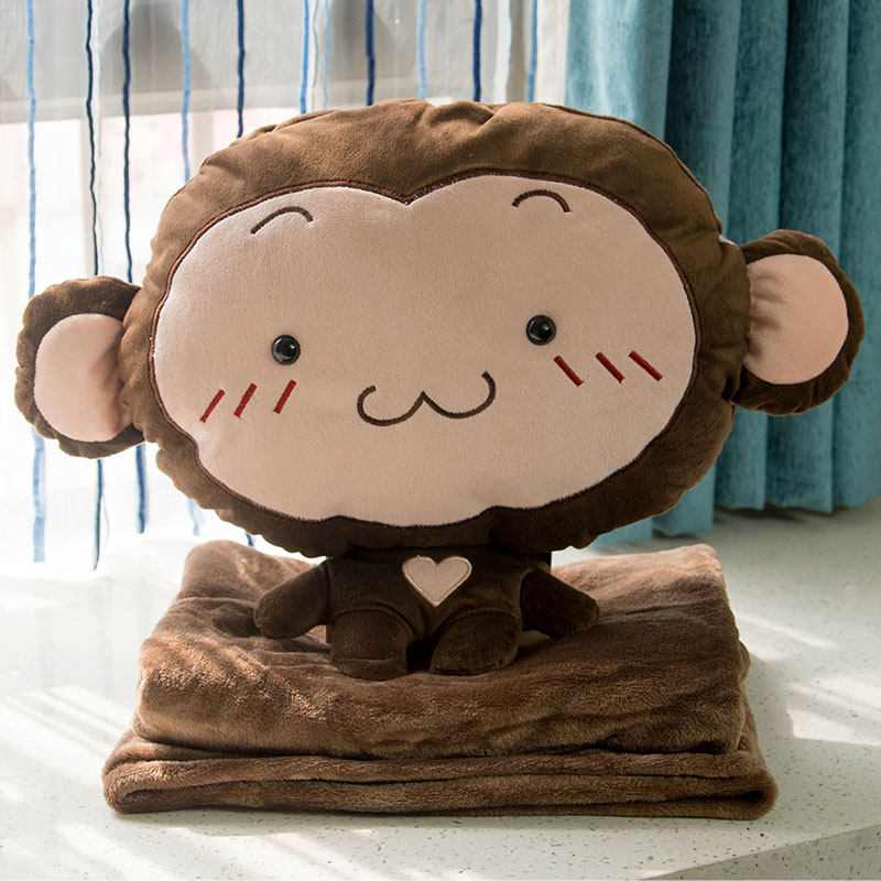 Plush toy monkey doll doll hand warmer pillow quilt dual-use hand cover cute coral fleece blanket cushion