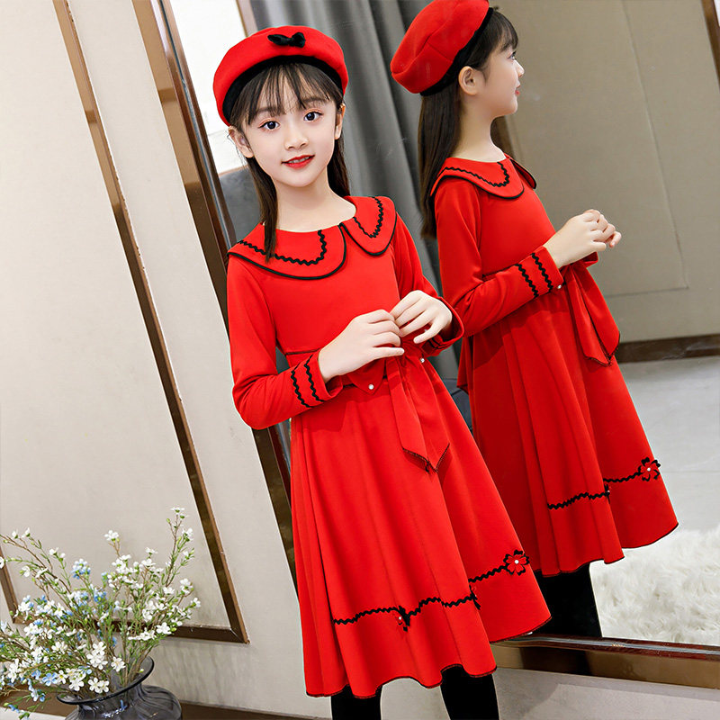Girl Ocean Dress Autumn Dress 2022 New Suit CUHK Child Dolls Collar Princess Dresses Princess Dresses Dresses Winter