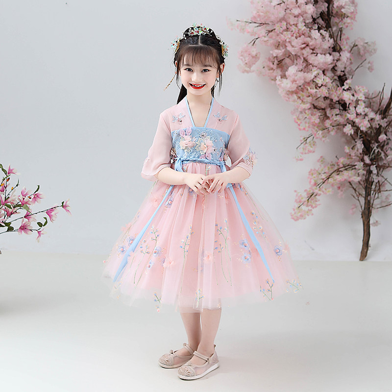 Girls Hanfu dress thin summer dress little girl elegant ancient dress skirt children's Chinese style fairy skirt summer