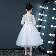 Váy dạ hội cho bé váy cưới công chúa đầm xuân và mùa thu mới váy nhỏ catwalk váy piano