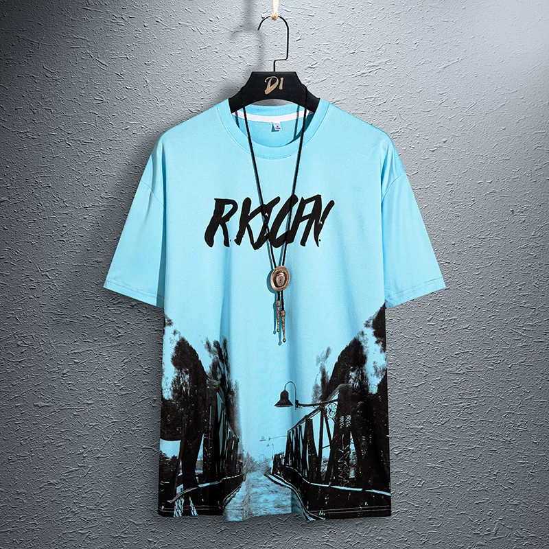 Летняя шелковая футболка с коротким рукавом, oversize