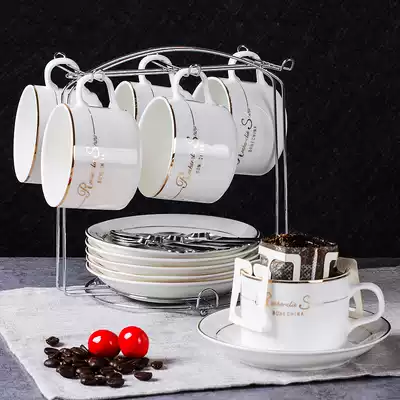 Coffee memory European-style ceramic cup Coffee cup set Simple coffee cup 6-piece set household small luxury coffee cup saucer spoon