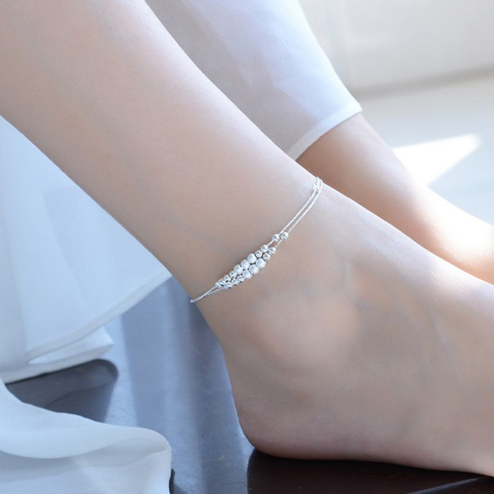 Vòng chân nữ phiên bản tiếng Hàn của nữ sinh đơn giản Sen cá tính s925 bạc năm sinh retro chuông nữ trang nhỏ hoang dã vòng đeo chân nữ