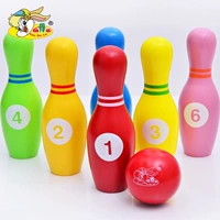 Đồ chơi bowling cho trẻ em 2-3-4-8 tuổi đặt trò chơi trẻ em bằng gỗ lớn màu xanh lá cây - Quả bóng bowling bộ đồ chơi bowling