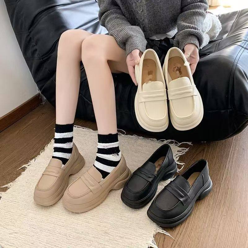 2025 Spring New Vintage French Soft Sole Closed-Toe British Jk Style Loafers Soft Sole Slip-On Casual Shoes