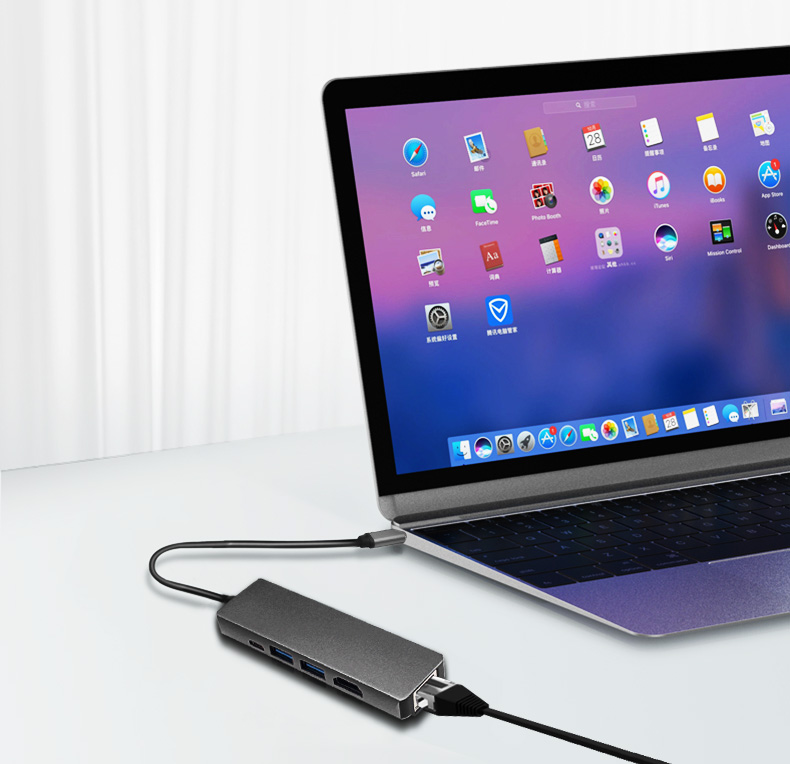 Thiết bị mở rộng trạm kết nối Type-C mở rộng sang bộ chuyển đổi hdmi trung tâm Bộ chuyển đổi máy tính Apple MacBoo - USB Aaccessories quạt đeo cổ mini