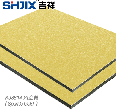 Shanghai Jiaoxiang 4mm18 silk gold yellow aluminum plate inside the exterior wall paste the ad curtain wall special plate()