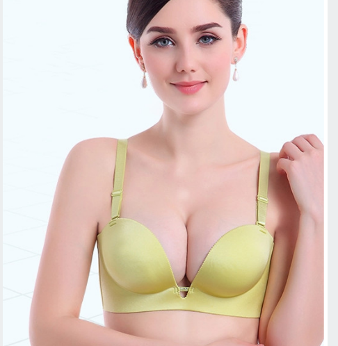 Brand gathers NB one-piece 1/2 half cup no trace cartilage small bra deep V classic version AB Cup underwear