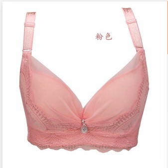 Amoi thin section solid color less ladies sexy size chest gathered adjustable underwear solid color white ABCD cup underwear