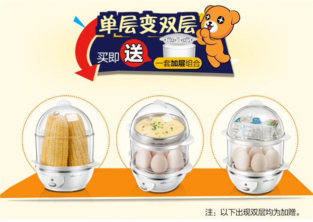 Máy xay trứng đa năng mini ZDQ-206 hai lớp bằng thép không gỉ, máy hấp trứng tự động tắt nguồn nồi lẩu mini 1 người