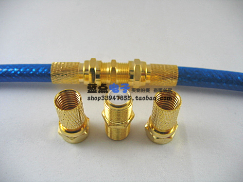 All-copper gold-plated cable TV cable docking head closed line docking head -5 four shielding line with extension connector