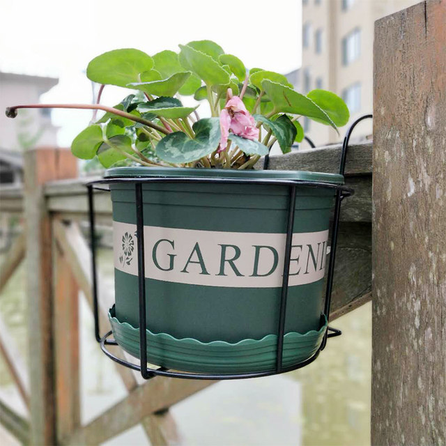 Balcony flower rack hanging flower rack iron rack flower trough gardening flower rack iron flower rack resin flower pot round flower pot