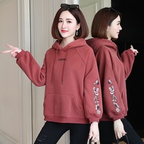 Autumn and winter plus velvet women 2021 new spring and autumn Korean version of loose embroidery foreign style casual mother early spring coat