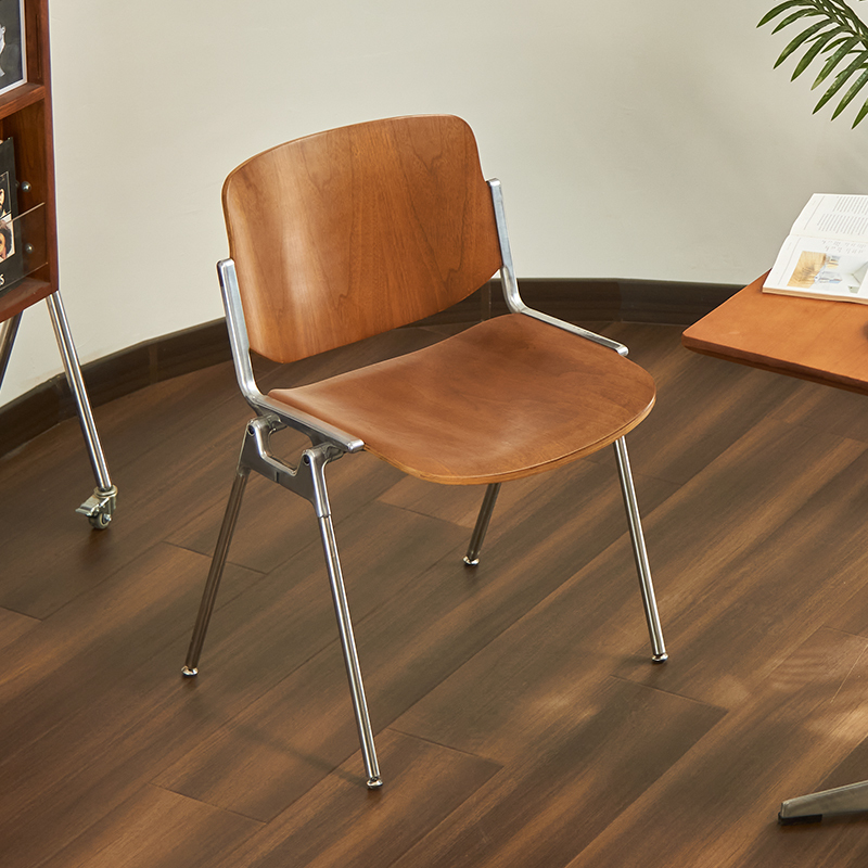 Vintage Stainless Steel Dining Chair for Restaurant, Cafe, Commercial Use, High-End Backrest Dining Table Chair, Bauhaus Style