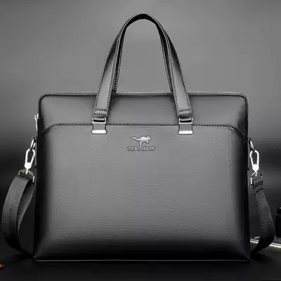 LOCOER kangaroo men's handbag soft leather large capacity business shoulder messenger casual computer hand-held briefcase
