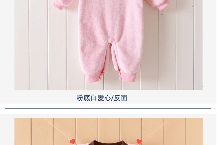 Bộ đồ nhung cho bé mùa xuân và mùa thu một mảnh phù hợp với nam và nữ Bộ đồ ngủ cho bé sơ sinh mùa thu và mùa đông mặc 3 tháng bodysuit cho bé sơ sinh