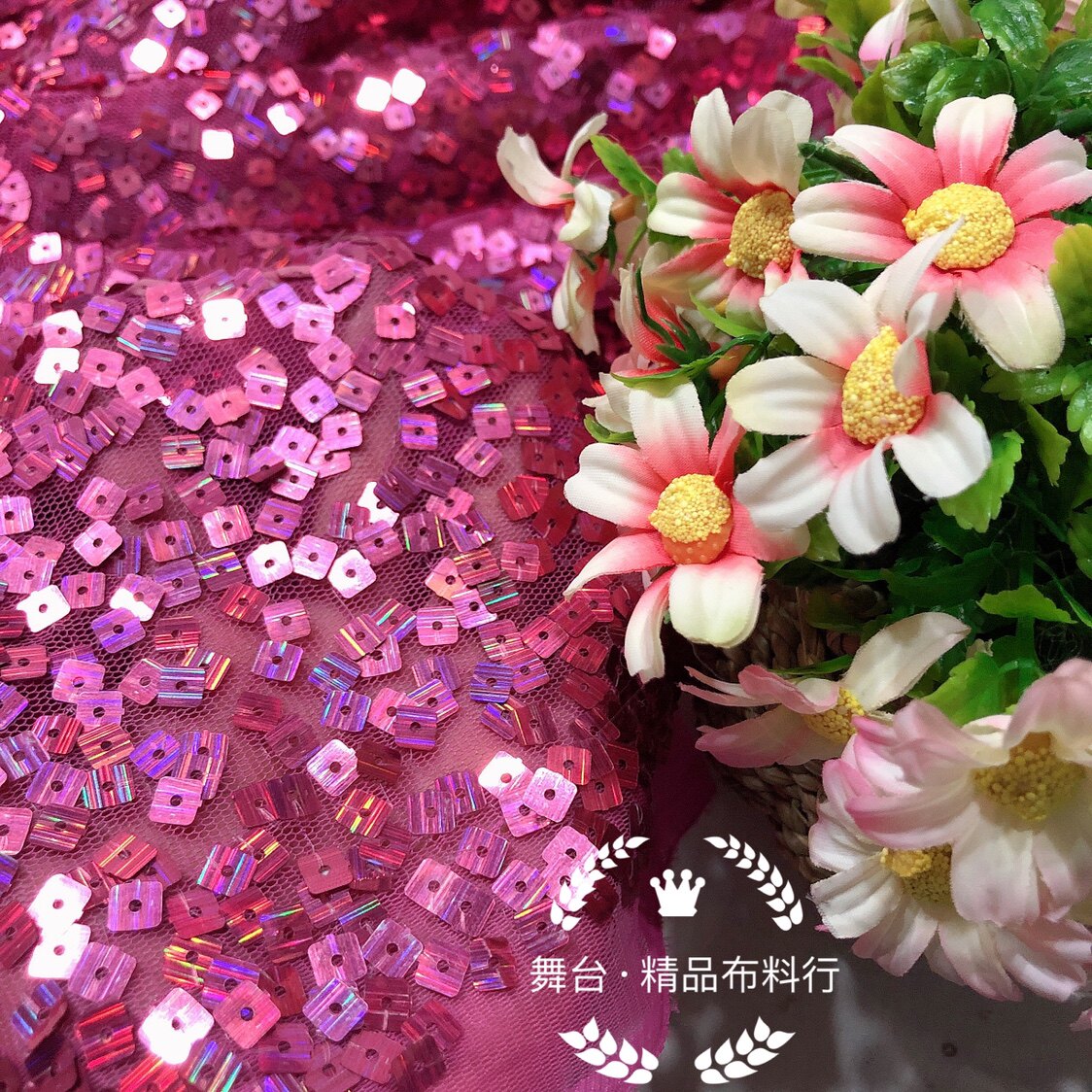 Hanging piece fabric, sequined fabric, square laser embroidered piece fabric, wedding background fabric, stage costume decorative fabric pic 5